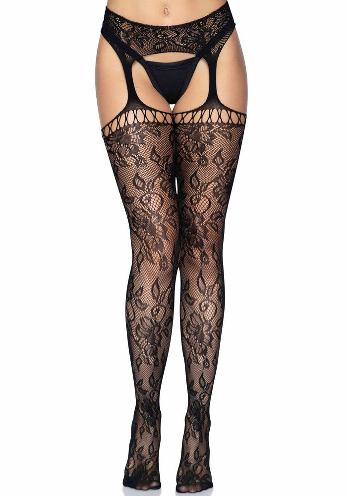 Calze Sexy Lace Garter Belt Stockings Nero