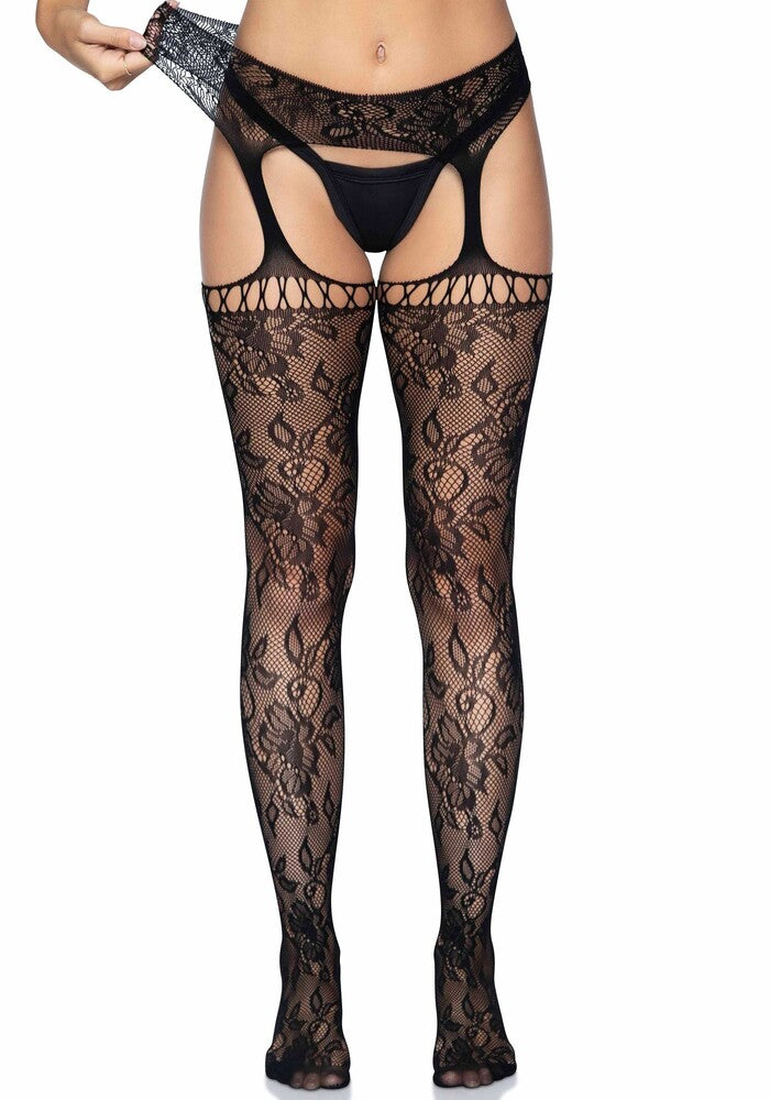 Calze Sexy Lace Garter Belt Stockings Nero