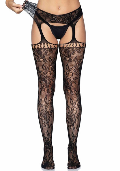 Calze Sexy Lace Garter Belt Stockings Nero