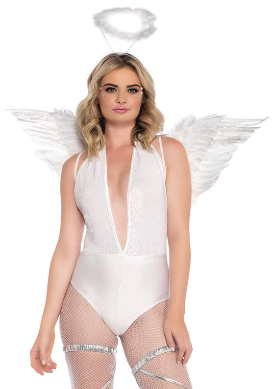 Accessori Angelo Sexy Wings and Halo Bianco