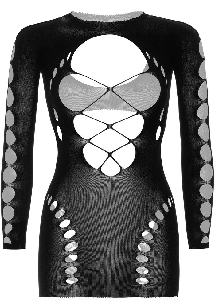 Mini Abito Sexy Long Sleeve Cut Out Nero