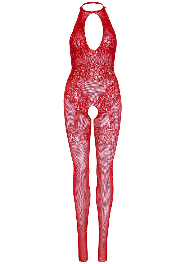 Tuta Sexy Seamless Fishnet Rosso