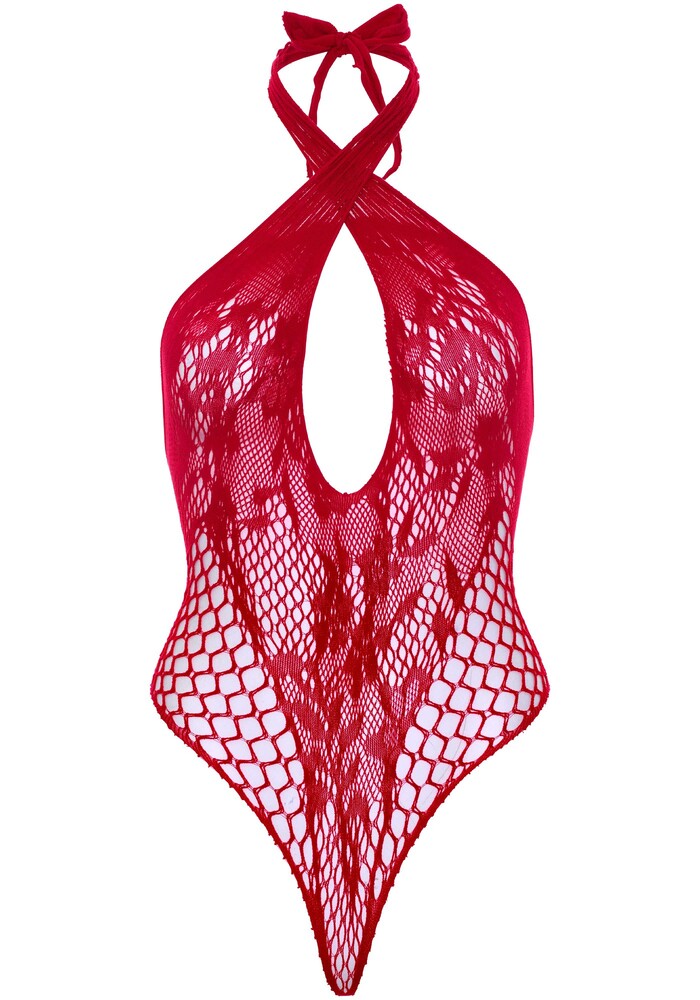 Body Sexy Lace and Net Halter Rosso